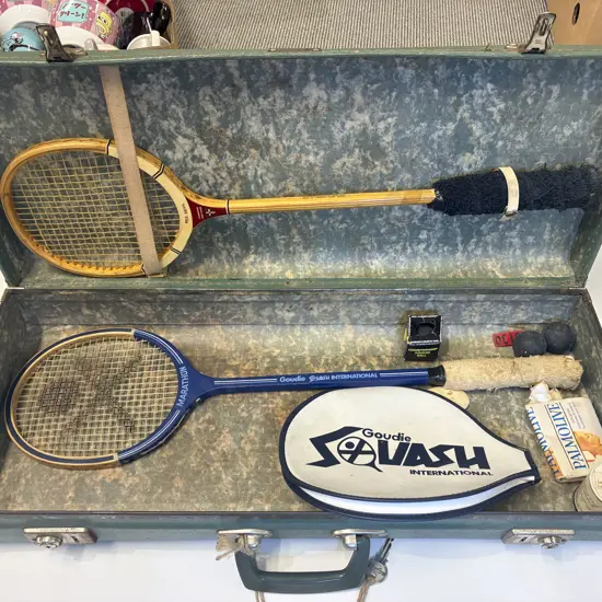 Two Squash Rackets in Case & Assorted