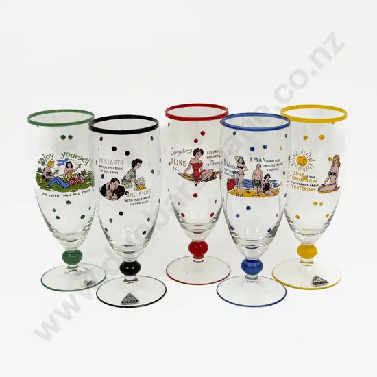 Five Alpine Pictorial Glasses