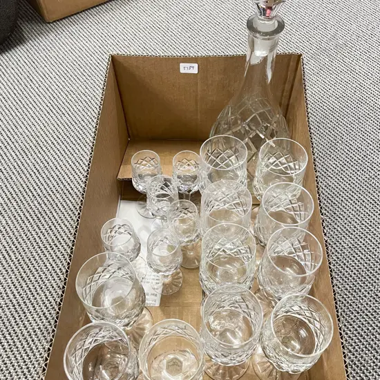 Box Qty of Assorted Crystal incl Decanter
