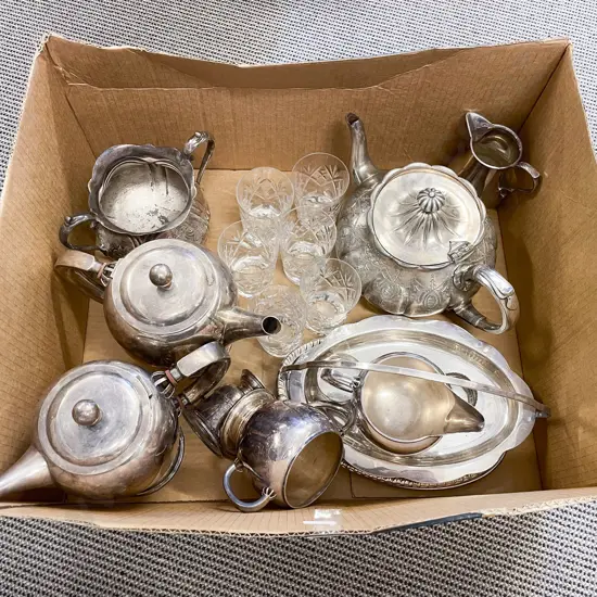 Box of Assorted S/P & Some Glass Ware