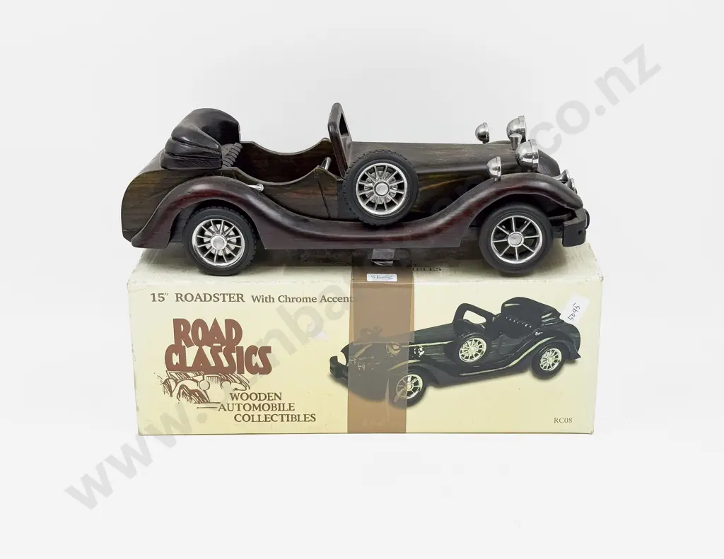Boxed Road Classics Wooden 15" Roadster with Chrome Accents Image 1++