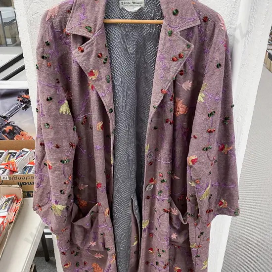 Pure Silk Crewel Embroidered Coat