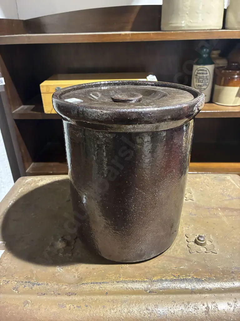 Lidded Stoneware Crock Image 1++