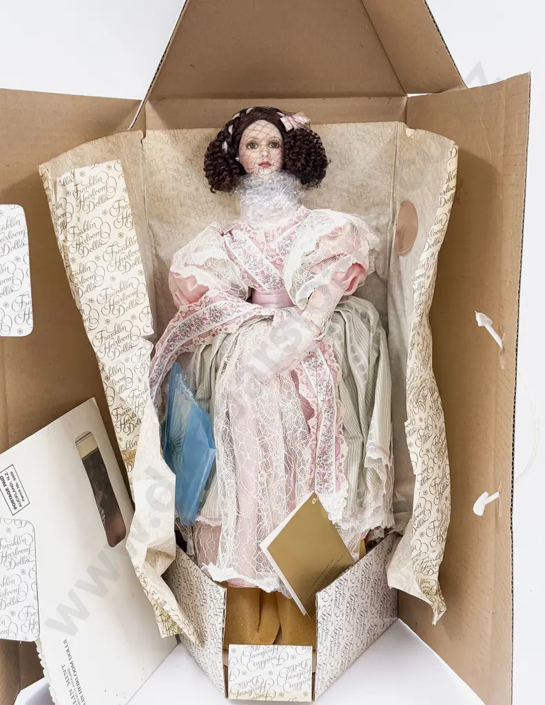 Boxed Franklin Mint New Bisque Doll Victorian Costume 42cm Image 1++