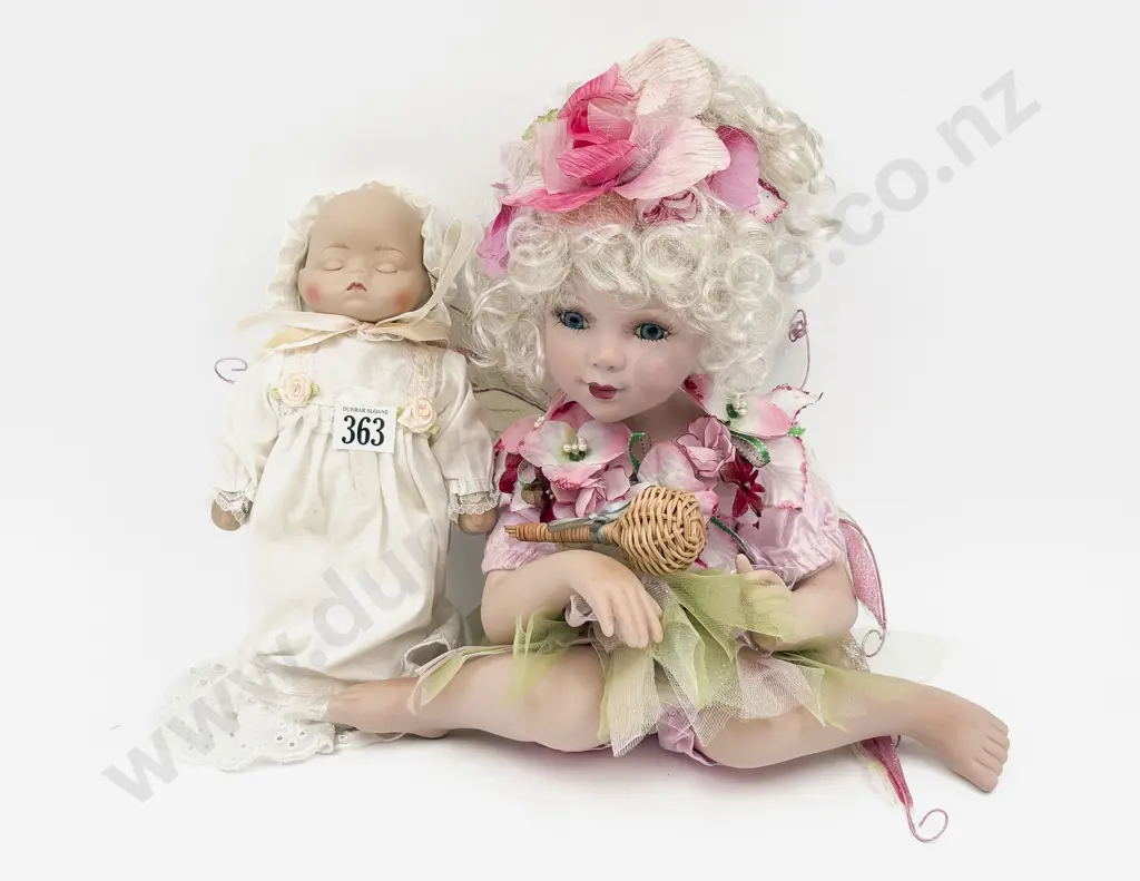 New Bisque Character Fairy Doll and Baby Doll 25cm seated 25cm Image 1++