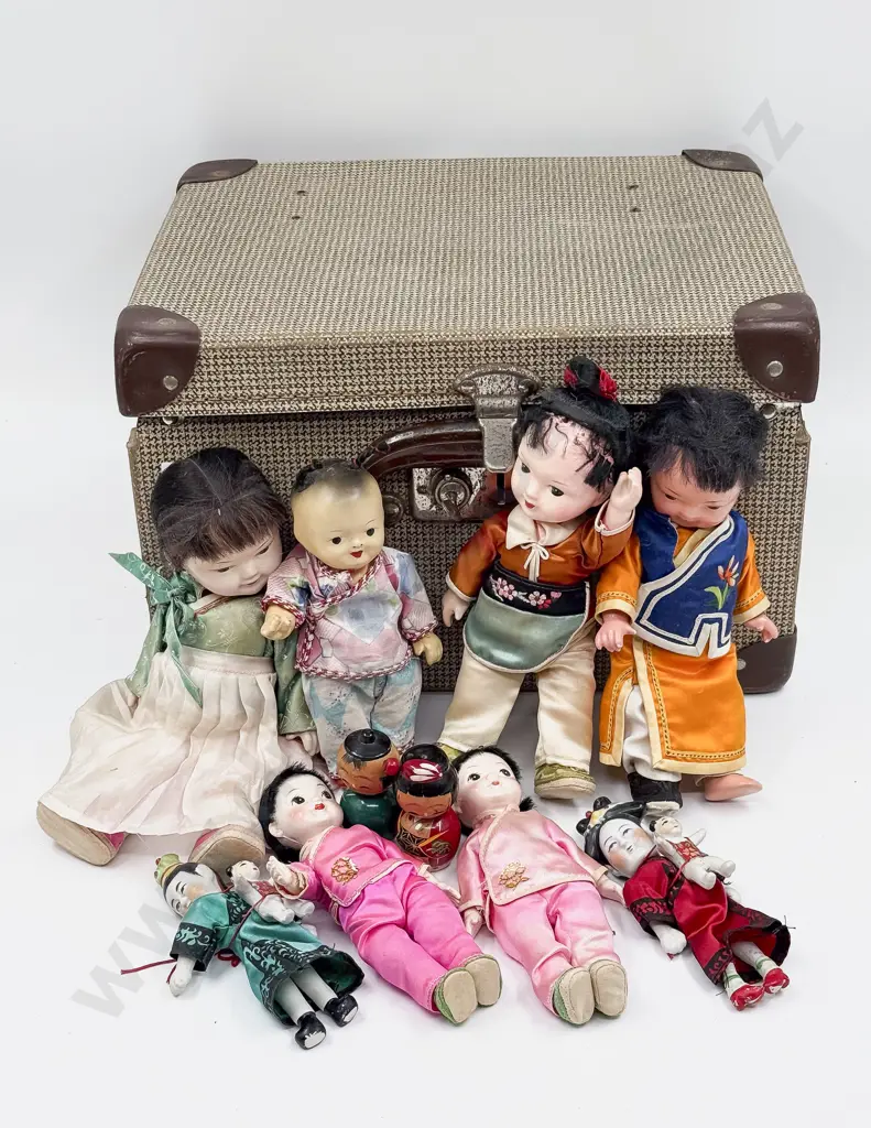 Suitcase and Collection Composition and China Asian Dolls Image 1++