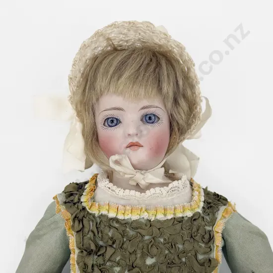 Antique Shoulder Plate Doll on Kid Leather Body 33cm
