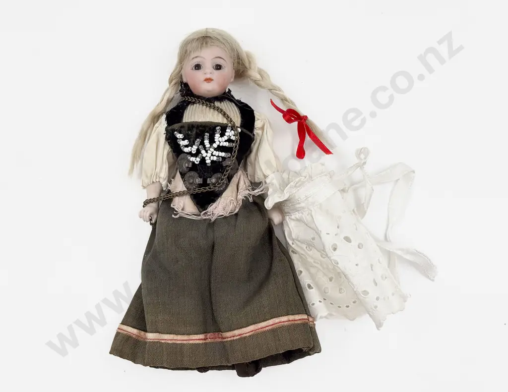 Antique Small Simon & Halbig Bisque Swiss National Costume Doll 19cm Image 1++