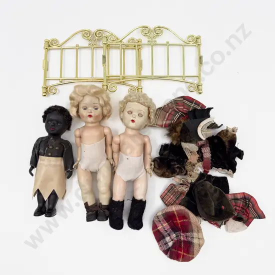 Two Miss Rose Bud Hard Plastic Dolls and other