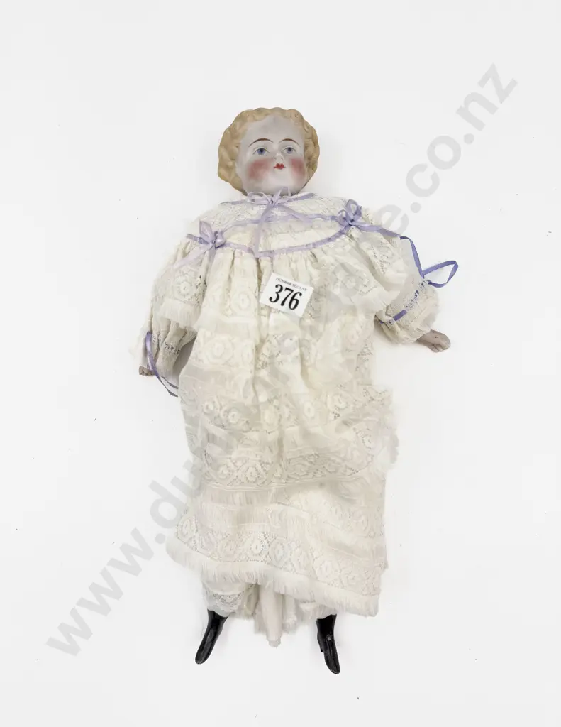 Antique Moulded China Head Shoulder Plate Doll 37cm Image 1++