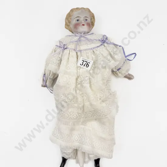 Antique Moulded China Head Shoulder Plate Doll 37cm