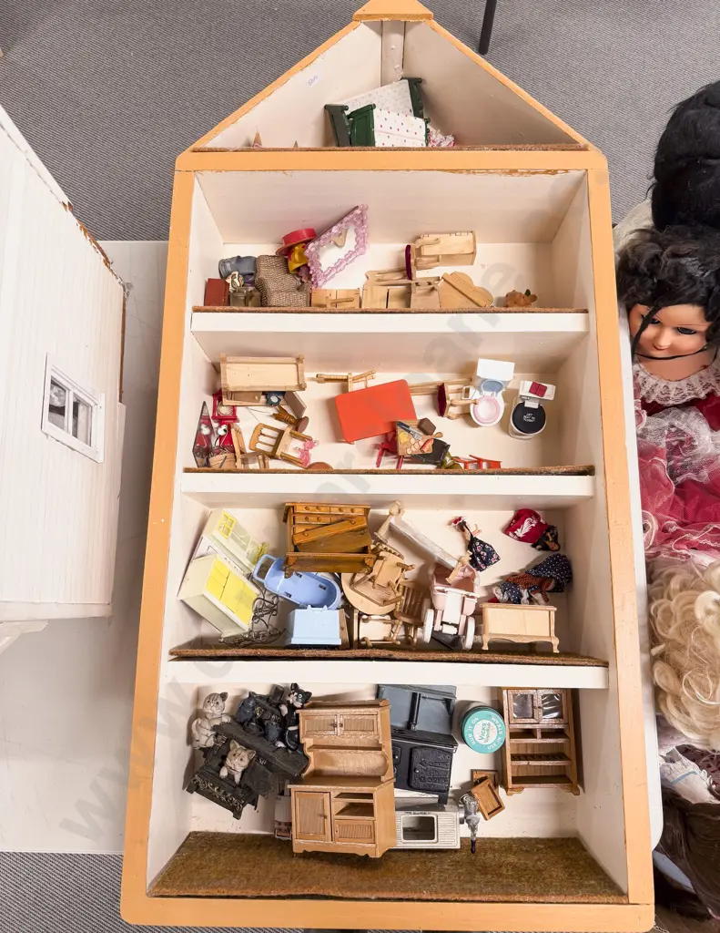 Vintage Large Two Story Six Room Dolls House with Furniture and Qty Other Furniture Image 1++