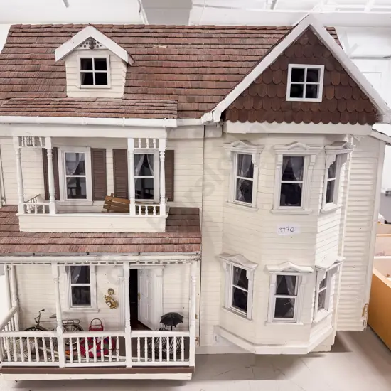 Vintage Large Two Story Six Room Dolls House with Furniture and Qty Other Furniture