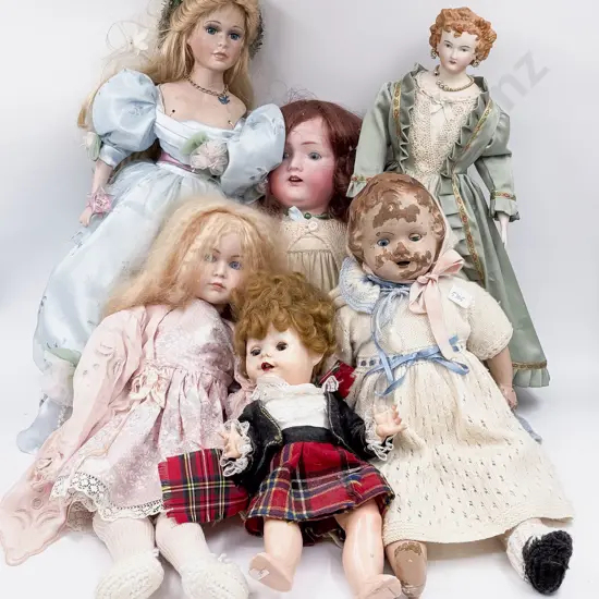 Mixed Collection Antique and New Bisque Doll