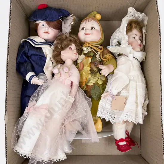 Four New Bisque Character Dolls