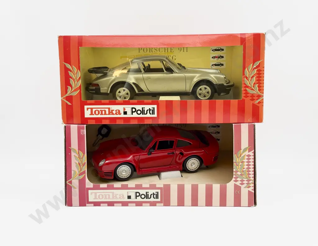 Two Boxed Tonka Polistil 1:18 Scale Porsche Models Image 1++