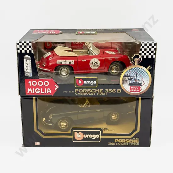 Two Boxed Burago 1:18 Scale Porsche Models