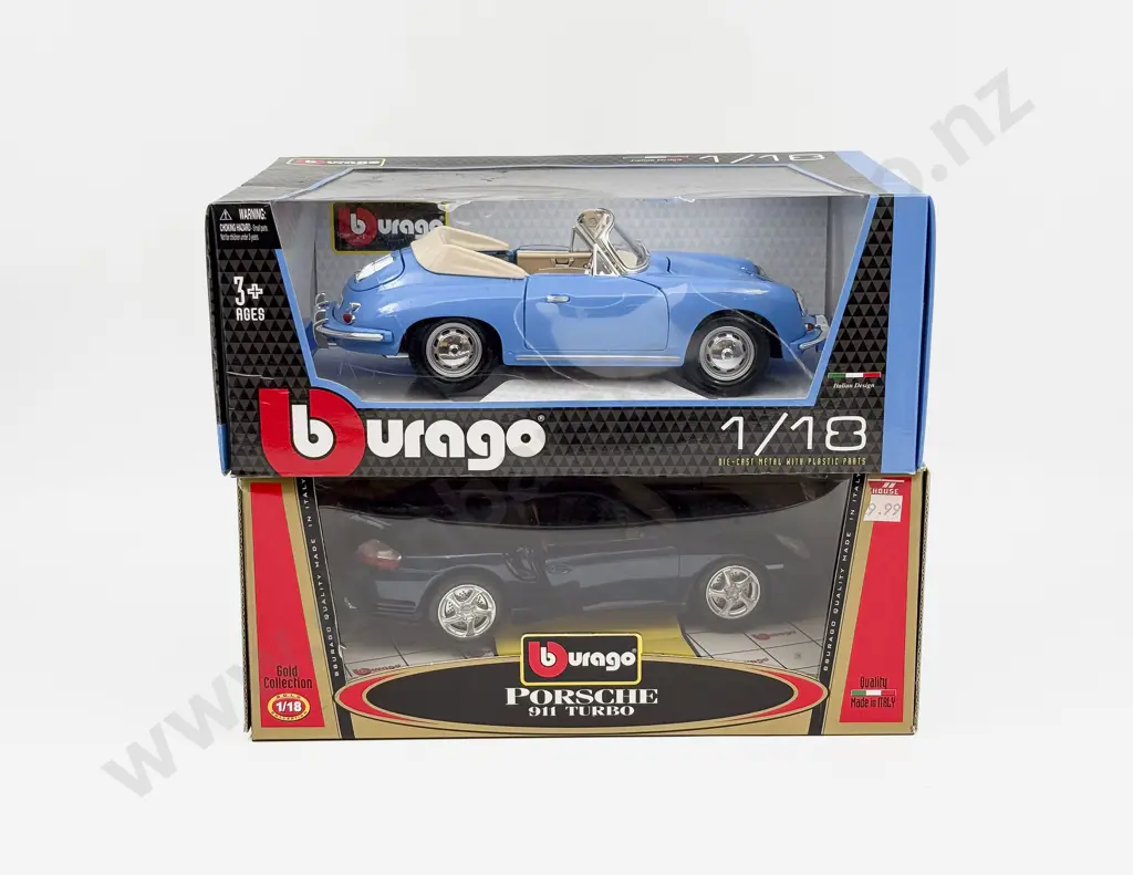 Two Boxed Burago 1:18 Scale Porsche Models Image 1++