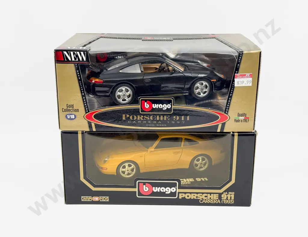 Two Boxed Burago 1:18 Scale Porsche Models Image 1++