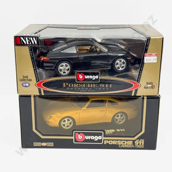 Two Boxed Burago 1:18 Scale Porsche Models