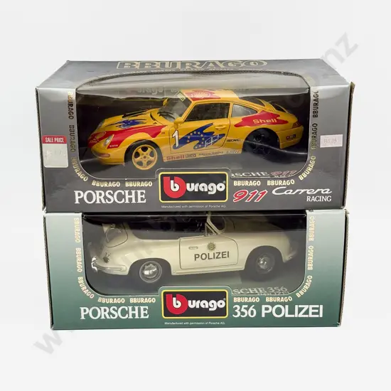 Two Boxed Burago 1:18 Scale Porsche Models