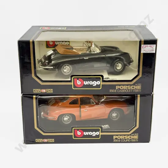 Two Boxed Burago 1:18 Scale Porsche Models