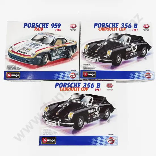 Three Burago Completed Metal Kit Porsche Models