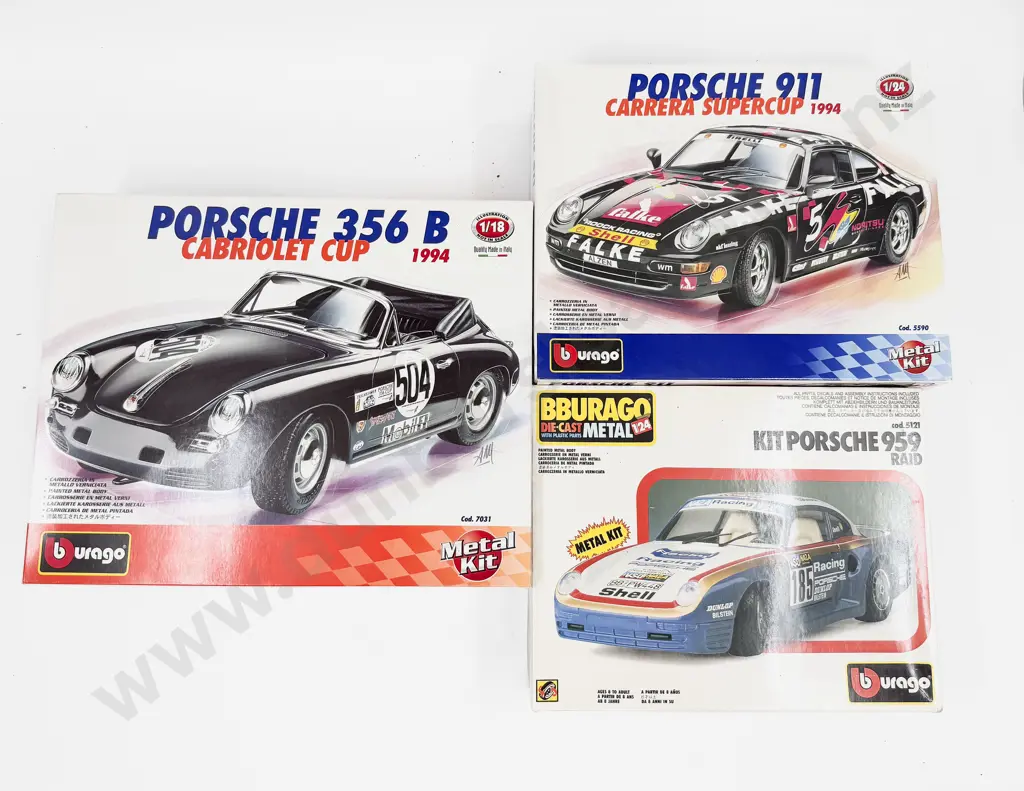 Three Burago Completed Metal Kit Porsche Models Image 1++