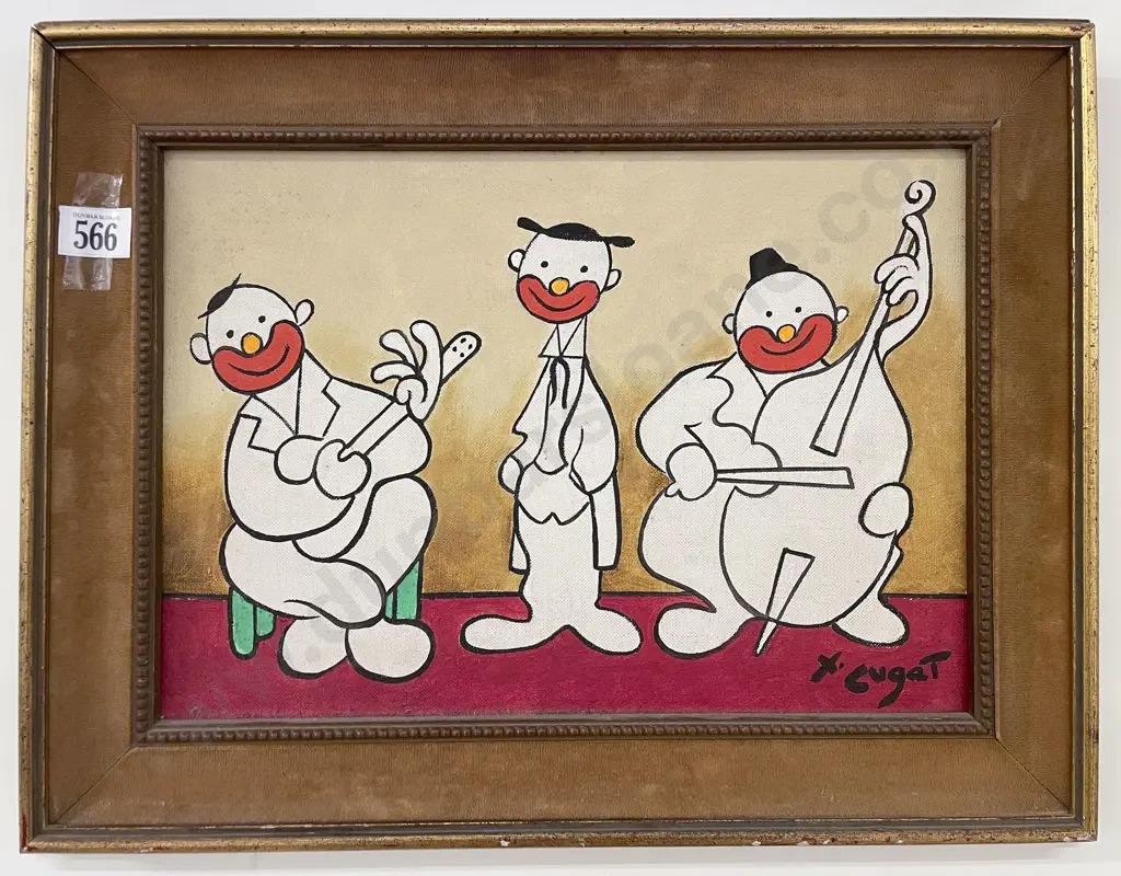 T. Cugat (Spanish) - Three Musicians - Oil on Canvas Board Image 1++