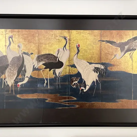 Reproduction Print - Cranes on Gilt Ground