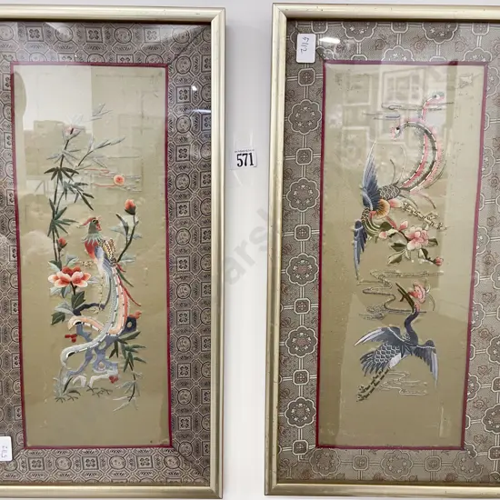 Two Framed Chinese Embroideries on Silk