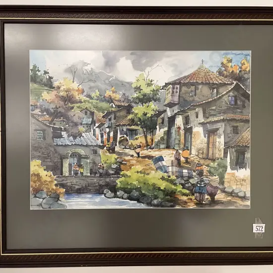 Unknown Artist - Village Scene - Watercolour