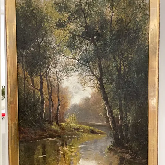 O. R. Carvis - Riverside Birch Trees - Oil on Canvas