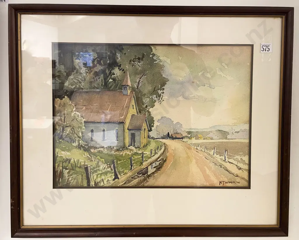 K. Thomson - Country Church - Watercolour Image 1++