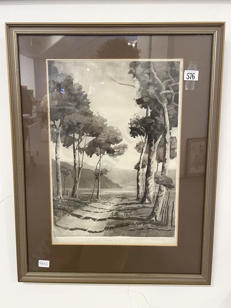 H. H. Tombs - "The Valley Road Wellington" - Woodblock Print Image 1++