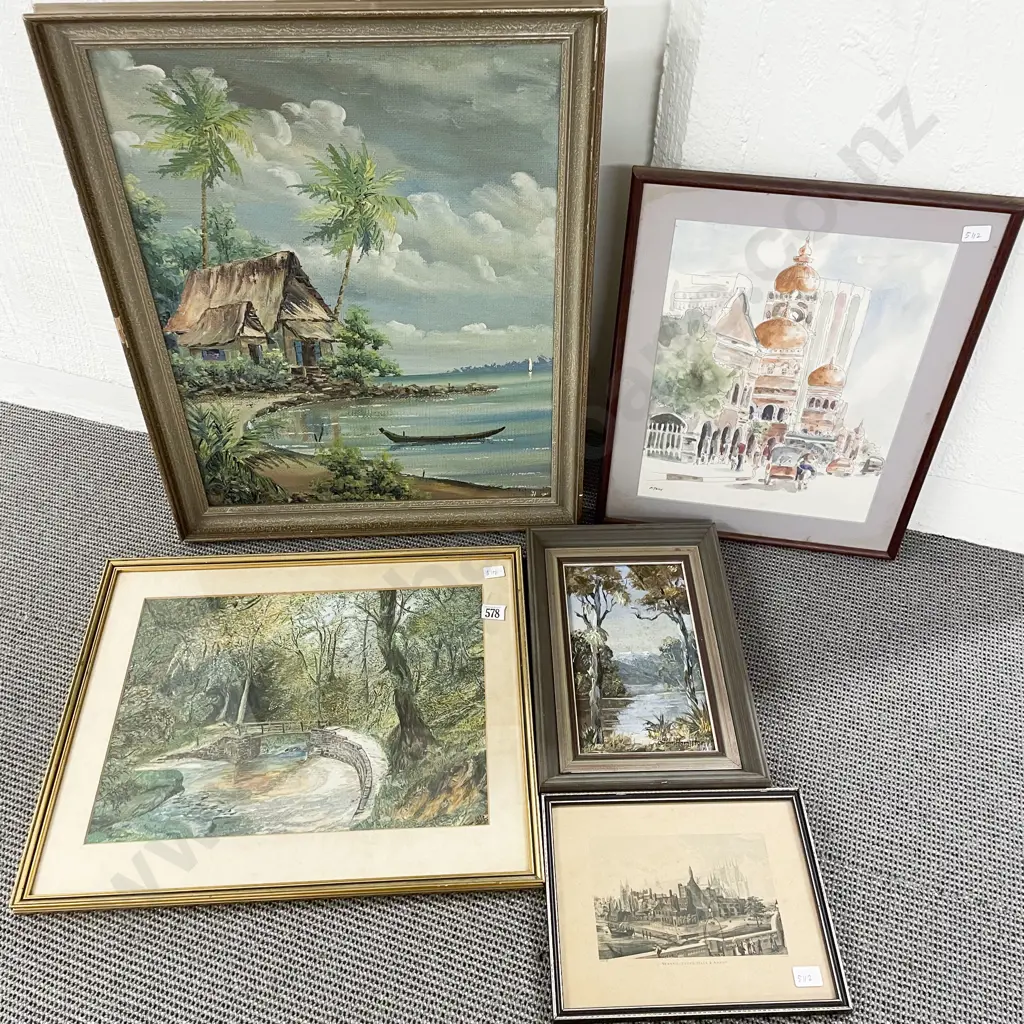 Colleen Hamilton - "Lake Moeraki Outlet" - Oil on Board & Four Others Image 1++