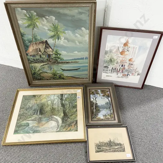 Colleen Hamilton - "Lake Moeraki Outlet" - Oil on Board & Four Others