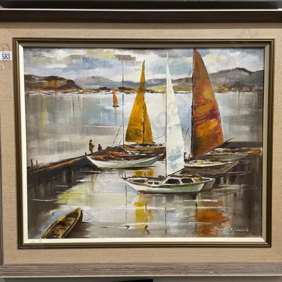 Florence Luxford - "Wellington Harbour" - Oil on Board