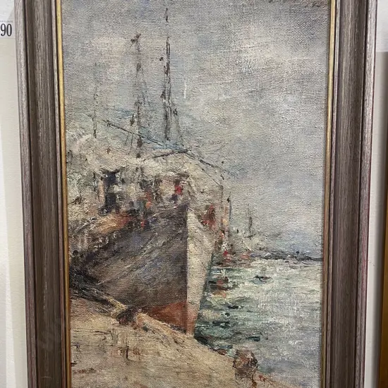 Unknown Artist - "Port Side" - Oil on Board