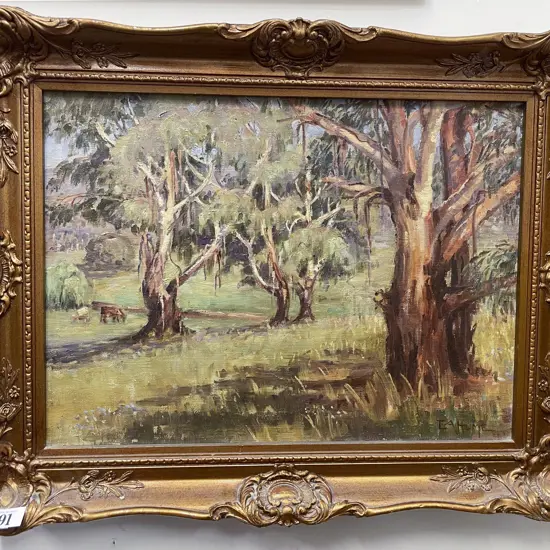 E. A. Hume - Australian Pastoral Scene - Oil on Canvas