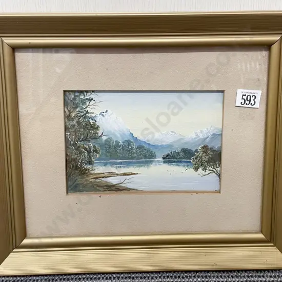 Unknown Artist - Colonial Lake Scene - Watercolour & Gouache