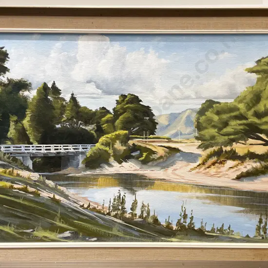 Ian R. Lees - "Catchpole Bridge Wainuiomata" - Oil on Board