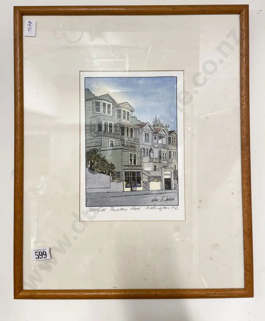 Peter Leitch - "Westside Tinakori Road Wellington" - Hand Coloured Etching Image 1++