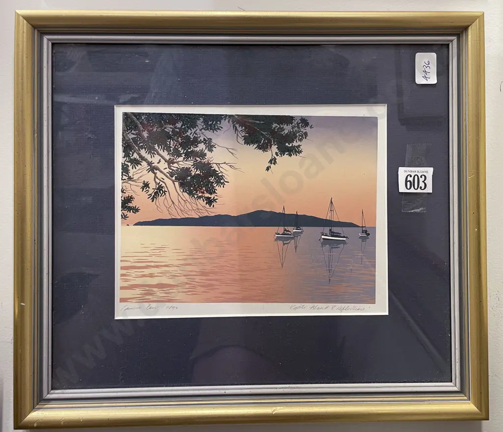 Lawrence Leitch - "Kapiti Island & Reflections" - Screenprint Image 1++