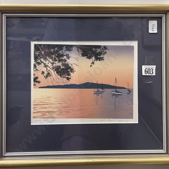Lawrence Leitch - "Kapiti Island & Reflections" - Screenprint