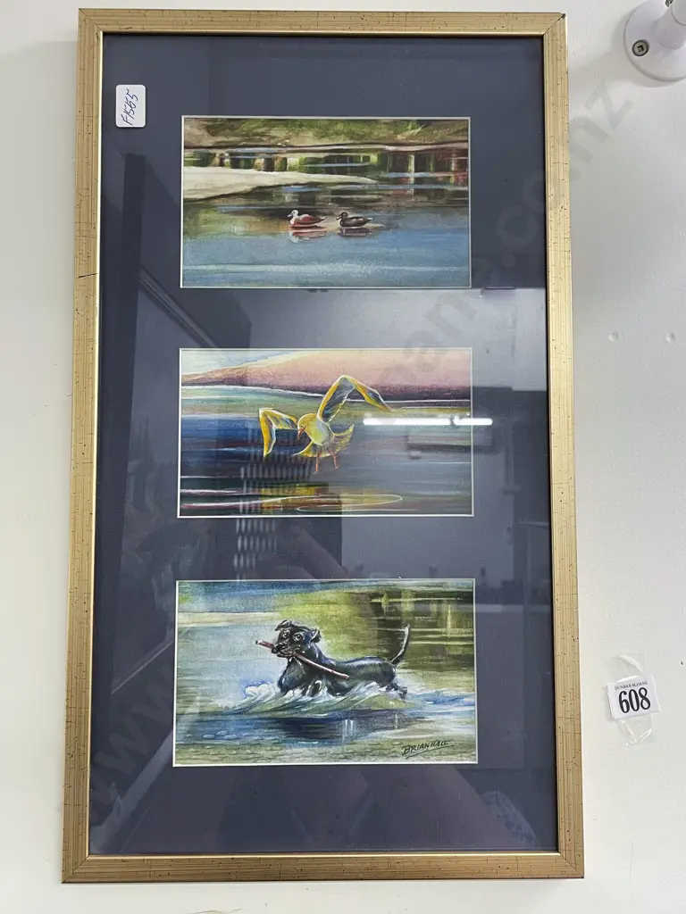 Brian Hall - "River Ramblings" - Three Watercolour Studies Framed as One Image 1++