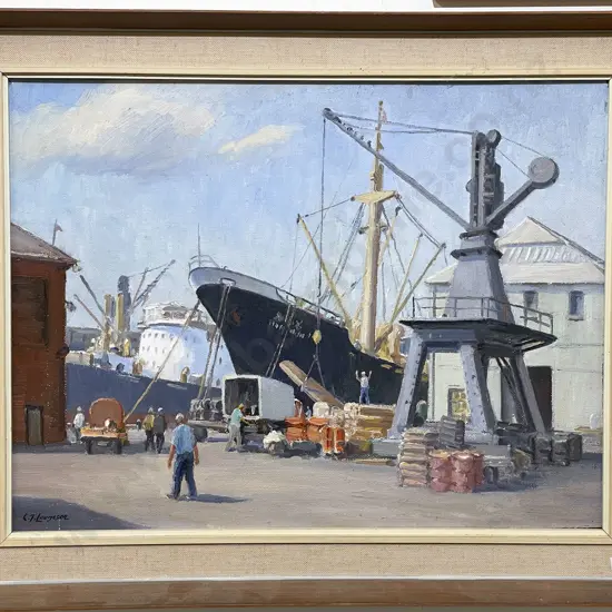C. T. Laugesen - "Railway Wharf Wellington" - Oil on Board