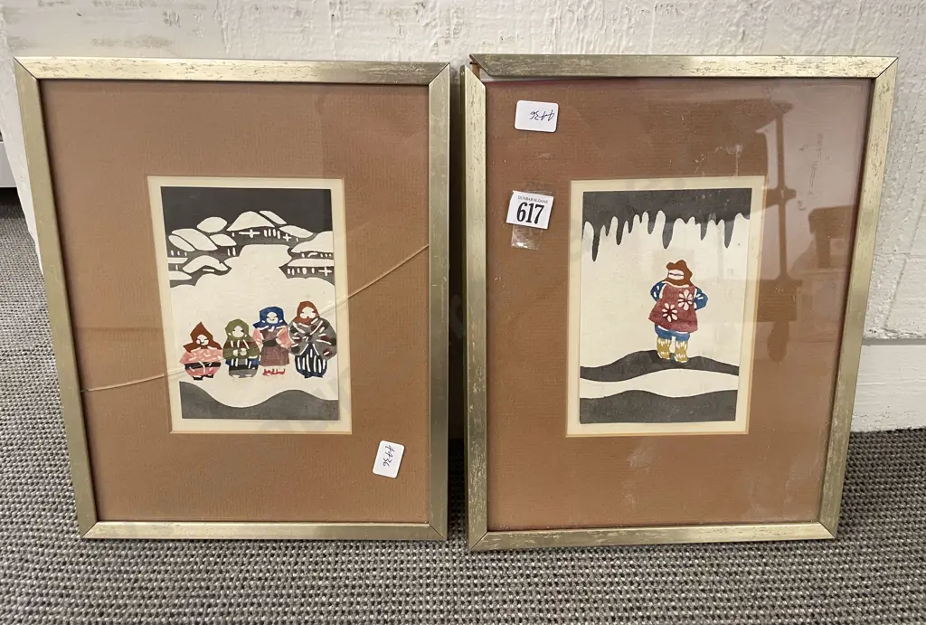 Two Framed Woodblock Prints Image 1++