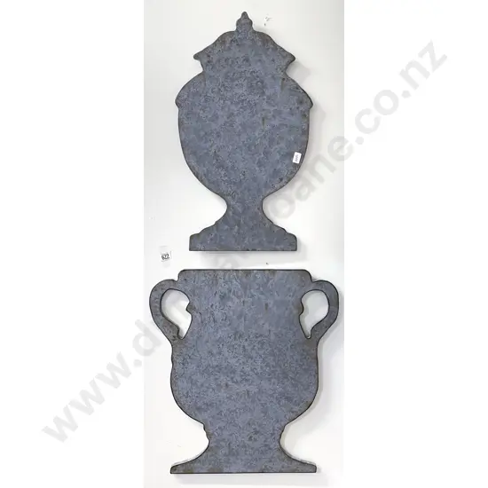 Two Cutout Urn Silhouettes with Distressed Paint Finish