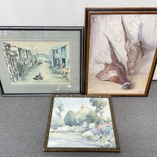 S. Regalzi - Pheasants - Pastel & Pencil on Paper and Two Others